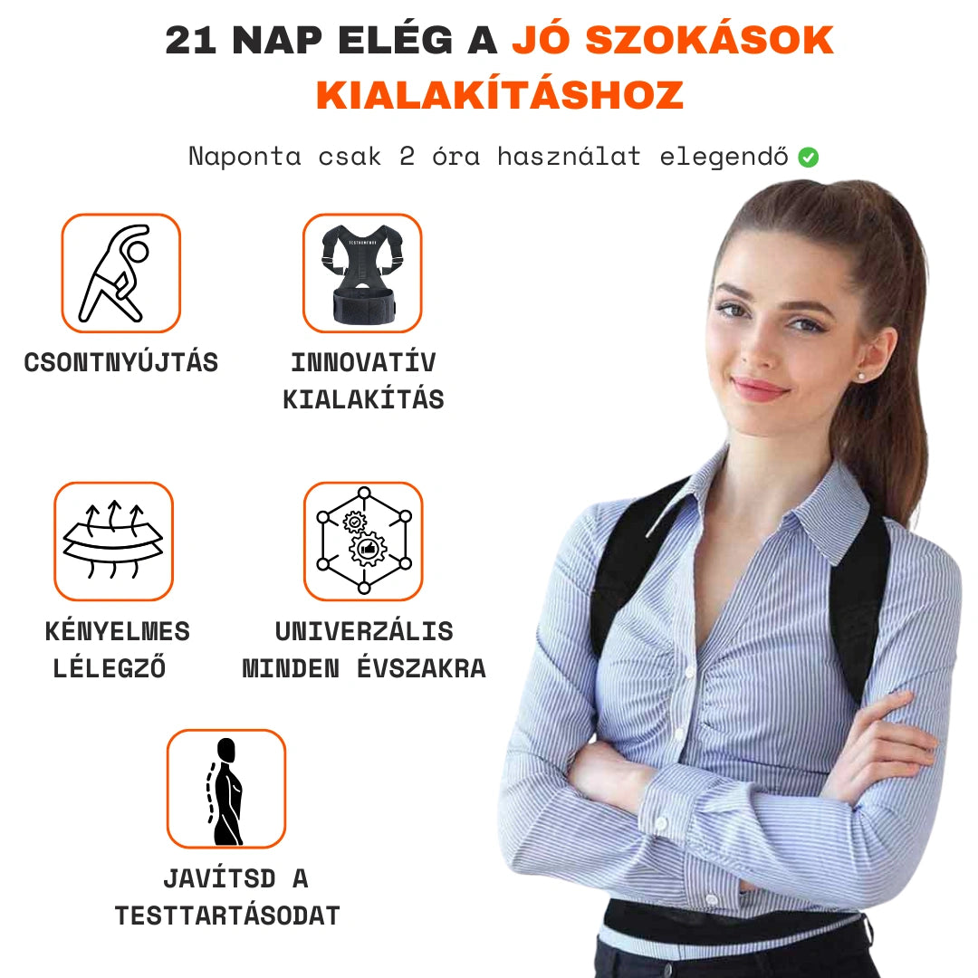 TestKomfort™ - Mágneses, állítható tartásjavító hát- és vállöv