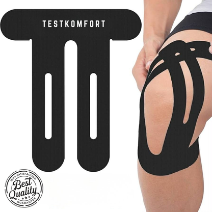 TestKomfort™ – Előre vágott, rugalmas, vízálló, bőrbarát kineziológiai térdszalag