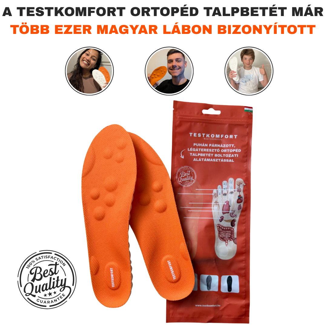 Testkomfort™ – Puhán párnázott, légáteresztő ortopéd talpbetét boltozati alátámasztással