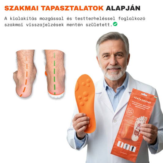 Testkomfort™ – Puhán párnázott, légáteresztő ortopéd talpbetét boltozati alátámasztással
